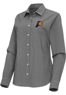 Antigua Indiana Pacers Womens Porter Long Sleeve Black Dress Shirt