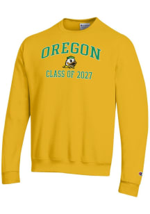 Champion Oregon Ducks Mens Yellow Font Class of 2027 Powerblend Long Sleeve Crew Sweatshirt