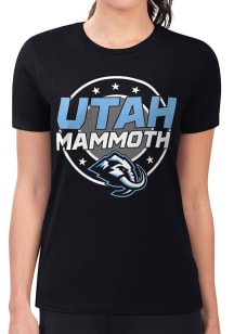 4Her Utah Mammoth Womens Black Pinstripe Circle Short Sleeve T-Shirt