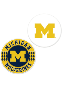 Michigan Wolverines Argyle and Logo Car Coaster - Yellow