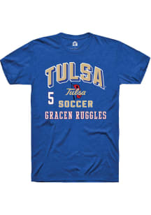 gracen ruggles  Tulsa Golden Hurricane Blue Rally NIL Arch Logo Short Sleeve T Shirt