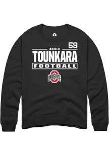 Ahmed Tounkara Ohio State Buckeyes Mens Black Football NIL Stacked Box Player Crew