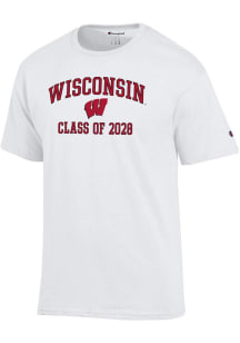 Champion Wisconsin Badgers White Font Class of 2028 Jersey Short Sleeve T Shirt