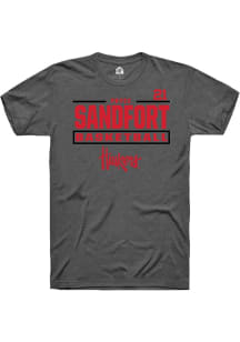 Pryce Sandfort Nebraska Cornhuskers Dark Grey NIL Stacked Box Short Sleeve Player T Shirt