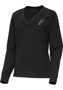 Antigua San Antonio Spurs Womens Black Varsity Crew Sweatshirt