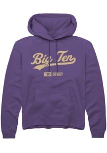 Rally Big Ten Mens Purple Script Long Sleeve Hoodie