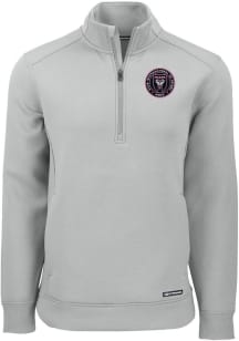 Cutter and Buck Inter Miami CF Mens Grey Roam Long Sleeve Qtr Zip Pullover