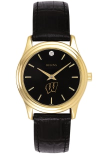 Bulova Wisconsin Badgers Leather Womens Watch