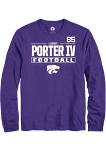 Larry  Porter IV K-State Wildcats Purple Football NIL Stacked Box Long Sleeve Player T Shirt
