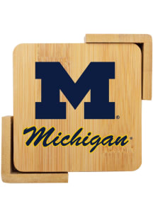 Michigan Wolverines 4 pack wooden Coaster - Navy Blue