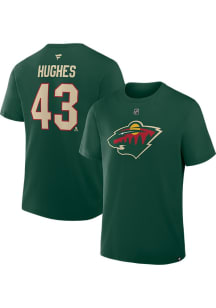 Quinn Hughes Minnesota Wild Green Home Short Sleeve Player T Shirt