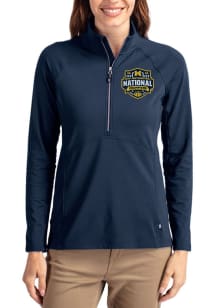 Cutter and Buck Michigan Wolverines Womens Navy Blue 2026 MBB Champions Adapt Eco Qtr Zip Pullover