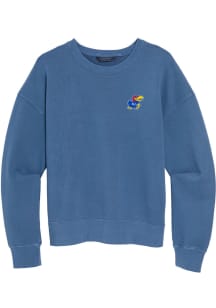 Vineyard Vines Kansas Jayhawks Womens Royal Blue W Crew Crew Sweatshirt