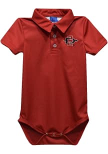 Vive La Fete San Diego State Aztecs Baby Red Team Short Sleeve One Piece Polo