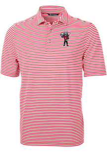 Cutter and Buck Texas Tech Red Raiders Mens Red Virtue Pique Stripe Short Sleeve Polo