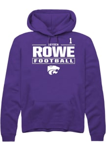 Jayden Rowe K-State Wildcats Mens Purple Football NIL Stacked Box Player Hood