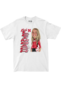 Keri Leimbach Nebraska Cornhuskers Youth White Caricature Tee Fashion Player Tee