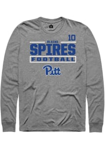Blaine Spires Pitt Panthers Graphite Football NIL Stacked Box Long Sleeve Player T Shirt