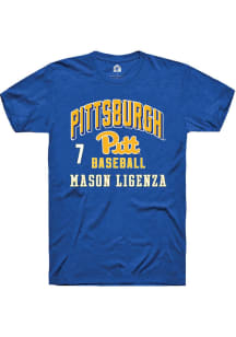 Mason Ligenza Pitt Panthers Blue NIL Arch Logo Short Sleeve Player T Shirt