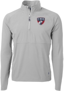 Cutter and Buck FC Dallas Mens Grey Adapt Eco Hybrid Long Sleeve Qtr Zip Pullover