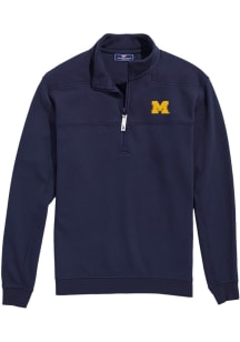 Vineyard Vines Michigan Wolverines Mens Navy Blue Shep Shirt Long Sleeve Qtr Zip Pullover