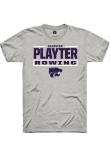 Kiersten Playter K-State Wildcats Ash NIL Stacked Box Short Sleeve Player T Shirt