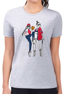 4Her Boston Red Sox Womens Grey Baseball Girls Short Sleeve T-Shirt