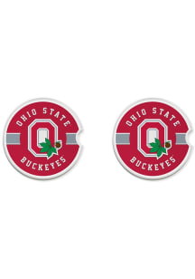 Ohio State Buckeyes Stitched Stripe Set of 2 Car Coaster - White