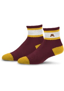 Minnesota Golden Gophers Stripe Embroidered Fuzzy Womens Quarter Socks