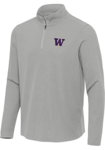 Antigua Washington Huskies Mens Grey Sync Long Sleeve Qtr Zip Pullover