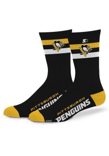 Pittsburgh Penguins Team Color Two Stripe Mens Crew Socks