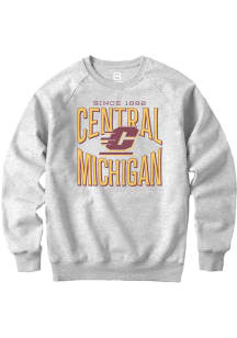 Summit Sportswear Central Michigan Chippewas Mens Ash Triblend Long Sleeve Fashion Sweatshirt