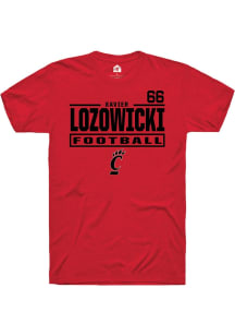 Xavier Lozowicki Cincinnati Bearcats Red Football NIL Stacked Box Short Sleeve Player T Shirt