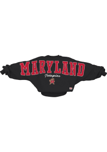 Pressbox Maryland Terrapins Womens Black Flannigan Crew Sweatshirt