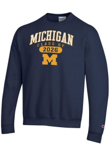 Champion Michigan Wolverines Mens Navy Blue Class of 2026 Powerblend Long Sleeve Crew Sweatshirt