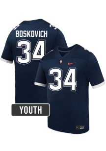 Carter Boskovich UConn Huskies Youth Navy Blue Nike NIL Name And Number Football Jersey