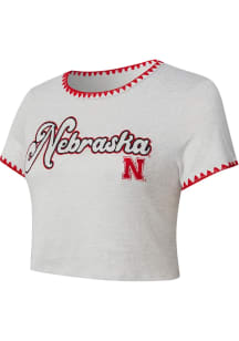 Concepts Sport Nebraska Cornhuskers Womens Grey Neptune Short Sleeve T-Shirt