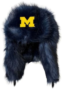 Jill Martin Michigan Wolverines Navy Blue Jill Martin Faux Fur Trapper Womens Knit Hat