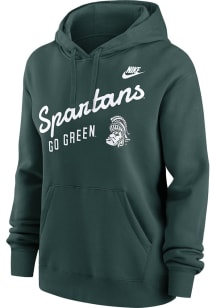 Nike Michigan State Spartans Womens Green Legacy Club Fleece Hooded Sweatshirt