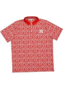 Nebraska Cornhuskers Mens Red Poppies Short Sleeve Fashion Polo