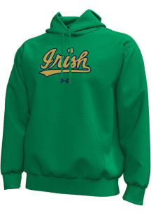 Under Armour Notre Dame Fighting Irish Mens Kelly Green Metallic Script Long Sleeve Hoodie