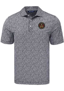 Cutter and Buck Atlanta United FC Mens Black Pike Flora Short Sleeve Polo
