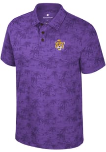 Colosseum LSU Tigers Mens Purple Vintage Logo Short Sleeve Polo