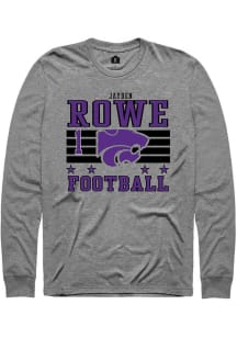 Jayden Rowe K-State Wildcats Grey Football NIL Striped Long Sleeve Player T Shirt