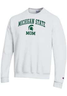 Champion Michigan State Spartans Mens White Mom Powerblend Long Sleeve Crew Sweatshirt