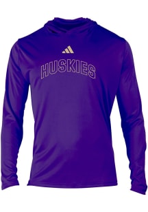 Adidas Washington Huskies Mens Purple Heat Seal Long Sleeve Hood