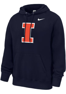 Nike Illinois Fighting Illini Mens Navy Blue Primary Logo Club Fleece Long Sleeve Hoodie