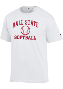 Champion Ball State Cardinals White Softball Icon Jersey Short Sleeve T Shirt