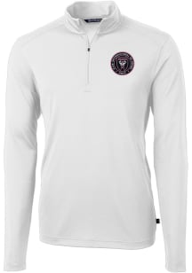 Cutter and Buck Inter Miami CF Mens White Virtue Eco Pique Big and Tall Qtr Zip