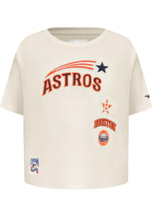 Pro Standard Houston Astros Girls White Retro Classics Short Sleeve Fashion T-Shirt